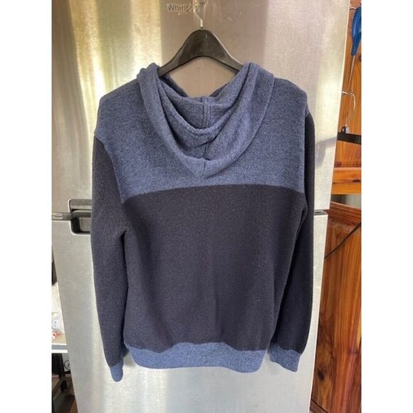 Calvin Klein Men's XXL Hoodie Zip-Up Sweater Merino Wool & Acrylic Blue & Black‎ - Picture 2 of 16